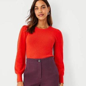 Petite Balloon Sleeve Sweater red